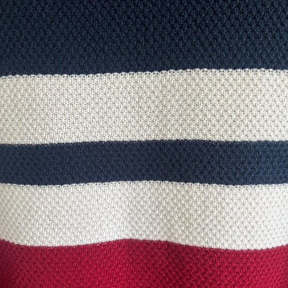 Denim and Flowers Patriotic Navy and Red Striped Waffle Knit Textured Sweater LG - Picture 3 of 4